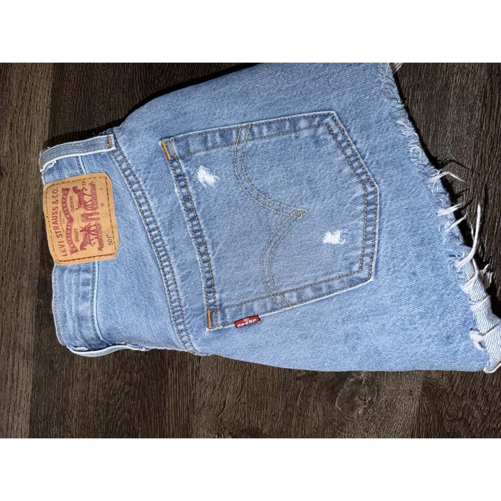 Levis Shorts Womens 24 blue Denim 501 Cut Off Premium Button Fly Size 24